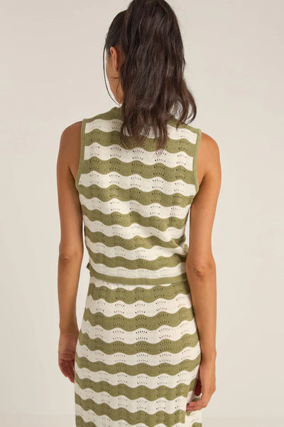 Carmen Stripe Knit Vest - Sage