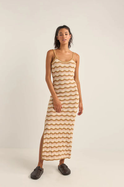 Aries Stripe Knit Midi Dress - Natural