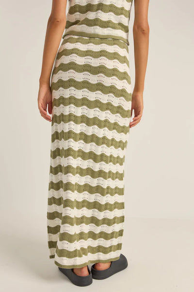 Carmen Stripe Knit Maxi Skirt -Sage