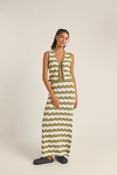 Carmen Stripe Knit Maxi Skirt -Sage