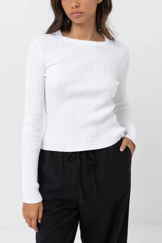 Classic Knit Long Sleeve Top - White