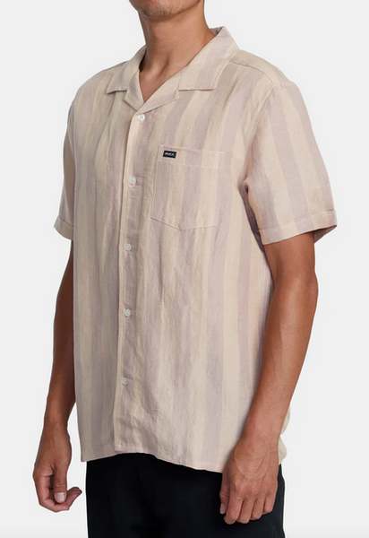 Love Stripe Short Sleeve Woven Shirt - Pale Mauve