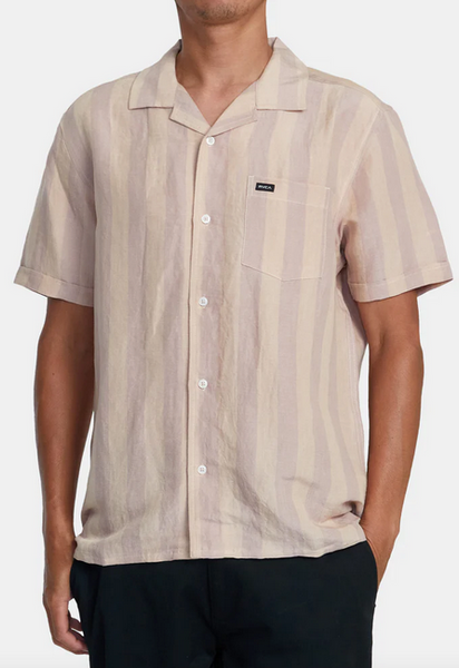 Love Stripe Short Sleeve Woven Shirt - Pale Mauve