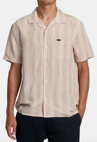 Love Stripe Short Sleeve Woven Shirt - Pale Mauve