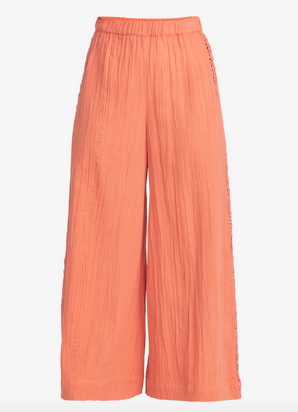 Golden Tropic Wide Leg Beach Pants - Apricot Brandy