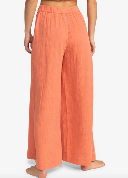 Golden Tropic Wide Leg Beach Pants - Apricot Brandy