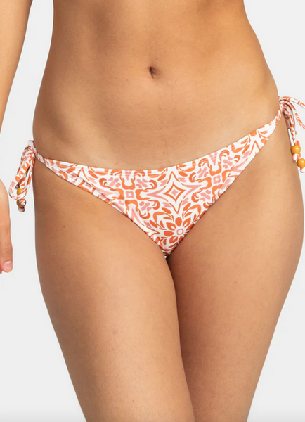 Fresco Tile Moderate Side Tie Bikini Bottoms - Cloud Dance