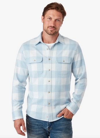 The Dunewood Ultra-Stretch Flannel - Light Blue Buffalo Check