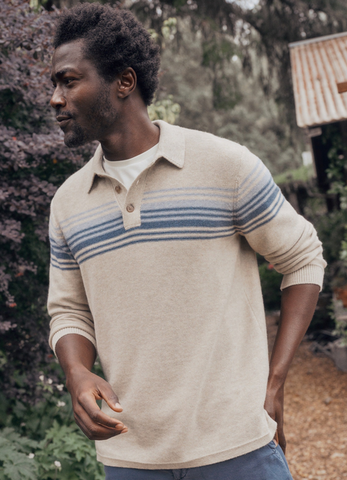 Elias Sweater Polo - Driftwood Blue Stripe