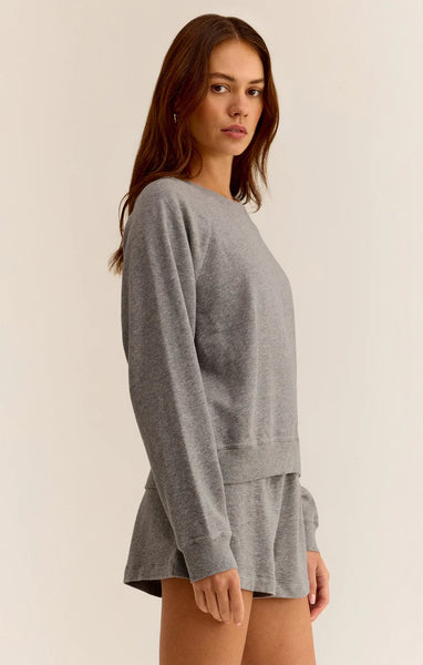 Saldana French Terry Top - Classic Heather Grey