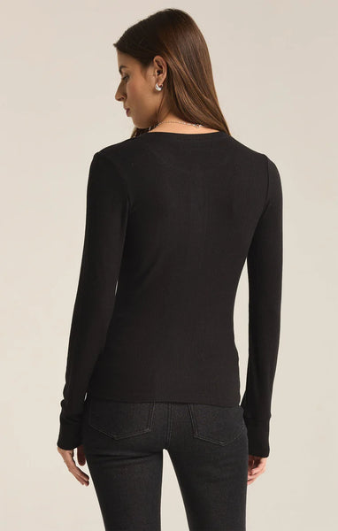 Scarlett Rib Henley - Black